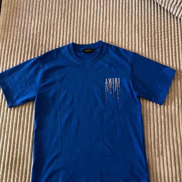 AMIRI Blue Short Sleeve Tee with Logo - Picture 2 of 6